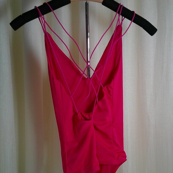 Ardenes Hot Pink Spaghetti Strap Bodysuit in Size XS - Picture 2 of 2